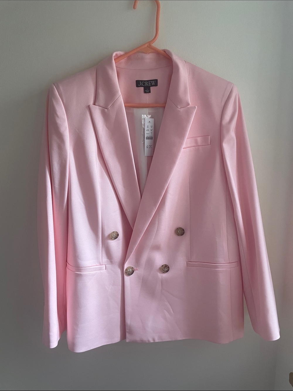 J. Crew Pastel Pink Double-Breasted Blazer